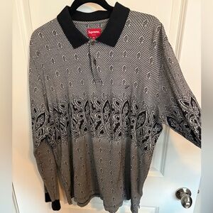 Supreme Paisley L/S Polo FW16 Black